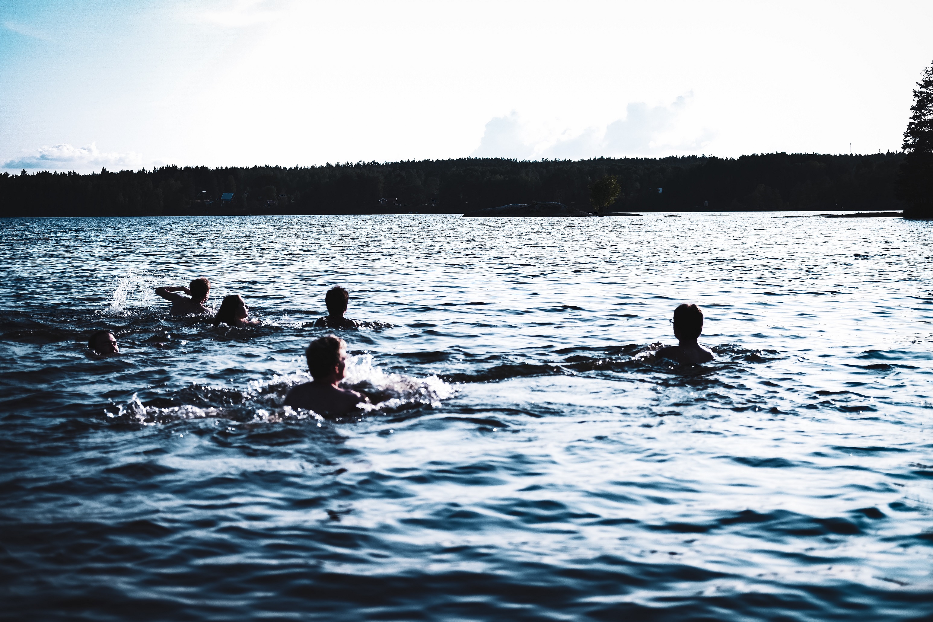 Swimmers in cold water