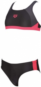 Dívčí plavky Arena G Ren Two Pieces Junior Black/Deep Grey/Fluo Red Dívčí plavky Arena G Ren Two Pieces Junior Black/Deep Grey/Fluo Red