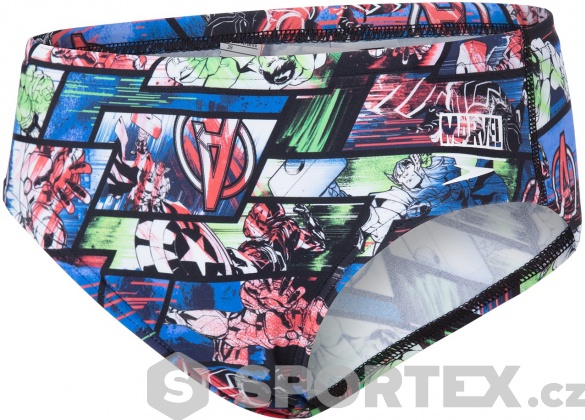 Chlapecké plavky Speedo Marvel Avengers Allover Brief Boy Black/Neon Blue/Lava Red