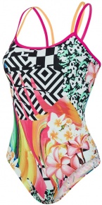Dámské plavky Speedo JungleJazz Placement Double Crossback 1 Piece Black/Electric Pink/Mango/White/Green Glow Dámské plavky Speedo JungleJazz Placement Double Crossback 1 Piece Black/Electric Pink/Mango/White/Green Glow