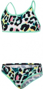 Speedo JungleSpeak Allover Tie 2 Piece Girl Black/White/Green Glow/Galinda/Chill Blue Speedo JungleSpeak Allover Tie 2 Piece Girl Black/White/Green Glow/Galinda/Chill Blue