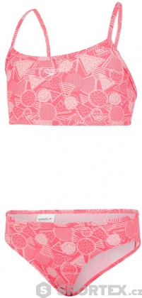 Dívčí plavky Speedo DazzleGeo Allover X Back 2 Piece Girl Phoenix Red/Powder Blush