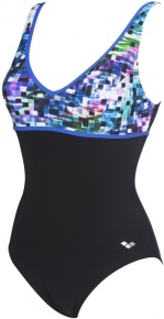 Arena Misaki Wing Back One Piece C-Cup Black/Multicolor/Bright Blue Arena Misaki Wing Back One Piece C-Cup Black/Multicolor/Bright Blue