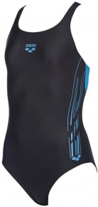 Dívčí plavky Arena Stamp Swim Pro Back One Piece Junior Black/Turquoise