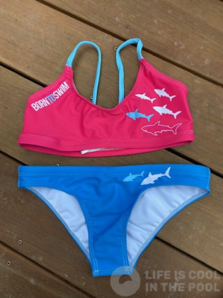 Dámské plavky BornToSwim Sharks Bikini Blue/Pink