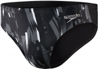 Pánské plavky Speedo Allover 7cm Brief Black/USA Charcoal/White