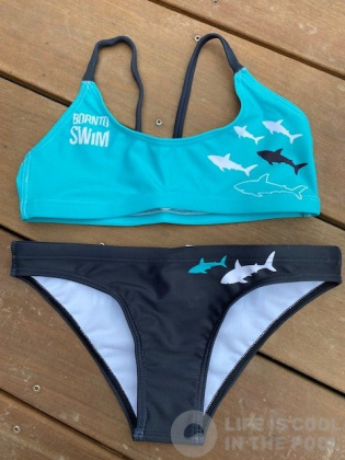 Dámské plavky BornToSwim Sharks Bikini Black/Turquoise