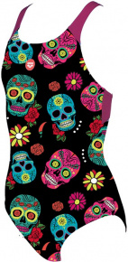 Arena Crazy Skulls Carnival Swim Pro Back One Piece Junior Freak Rose/Black Multi Arena Crazy Skulls Carnival Swim Pro Back One Piece Junior Freak Rose/Black Multi
