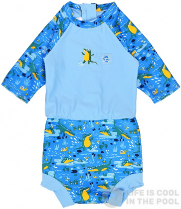 Kojenecké plavky Splash About Happy Nappy Sunsuit Crocodile Swamp