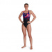 Dámské plavky Speedo Placement Digital Powerback Black/Phoenix Red/Blue Flame/Ultraviolet