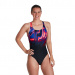 Dámské plavky Speedo Placement Digital Powerback Black/Phoenix Red/Blue Flame/Ultraviolet