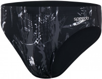 Pánské plavky Speedo Allover 7cm Brief Black/White/USA Charcoal