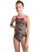 Dívčí plavky Arena Girls Swimsuit Lightdrop Back Allover Freak Rose/Black/Multi