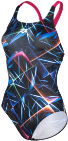 Dámské plavky Arena Women Swimsuit Swim Pro Back Allover Black/Multi/Freak Rose