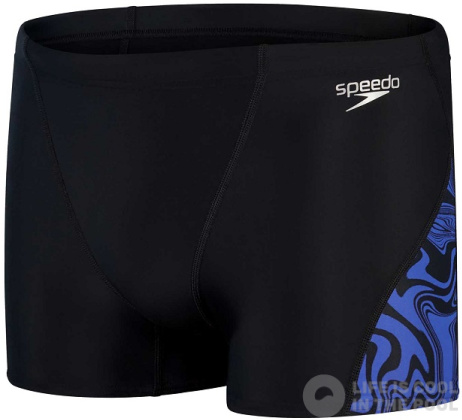 Pánské plavky Speedo Allover V-Cut Aquashort Black/Chroma Blue