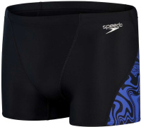 Pánské plavky Speedo Allover V-Cut Aquashort Black/Chroma Blue