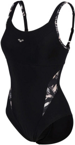 Dámské plavky Arena Bodylift Swimsuit Francy Strap Back Black/White/Multi