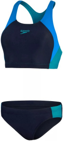 Dámské plavky Speedo Colourblock Splice 2 Piece True Navy/Bondi Blue/Aquarium
