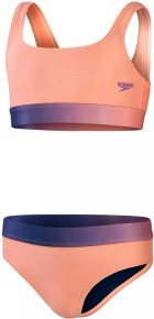 Dívčí plavky Speedo Contrast Band 2 Piece Girl Soft Coral/Miami Lilac