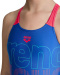 Dívčí plavky Arena Girls Swimsuit V Back Graphic Royal/Fluo Red