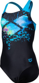 Dívčí plavky Arena Girls Multi Pixels Swim Pro Back Black/Turquoise