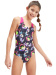 Dámské plavky Speedo Allover Splashback Girl Black/Pink/Indigo Glow/Blue/Lumo Green