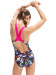 Dámské plavky Speedo Allover Splashback Girl Black/Pink/Indigo Glow/Blue/Lumo Green