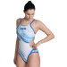 Dámské plavky Arena One Dreams Double Cross One Piece Neon Blue/Silver/White