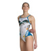Dámské plavky Arena Planet Swimsuit Super Fly Back White/Blue Cosmo