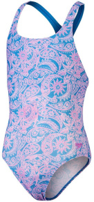 Dívčí plavky Speedo Printed Medalist Girl Baja Blue/Neon Violet/White