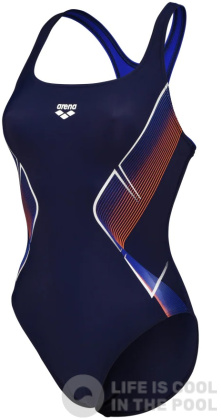 Dámské plavky Arena My Crystal Swimsuit Control Pro Back Navy/Neon Blue