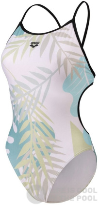 Arena Light Floral Swimsuit Lace Back Black/White Multi