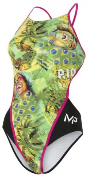 Dámské plavky michael phelps corco lady open back green/yellow 32