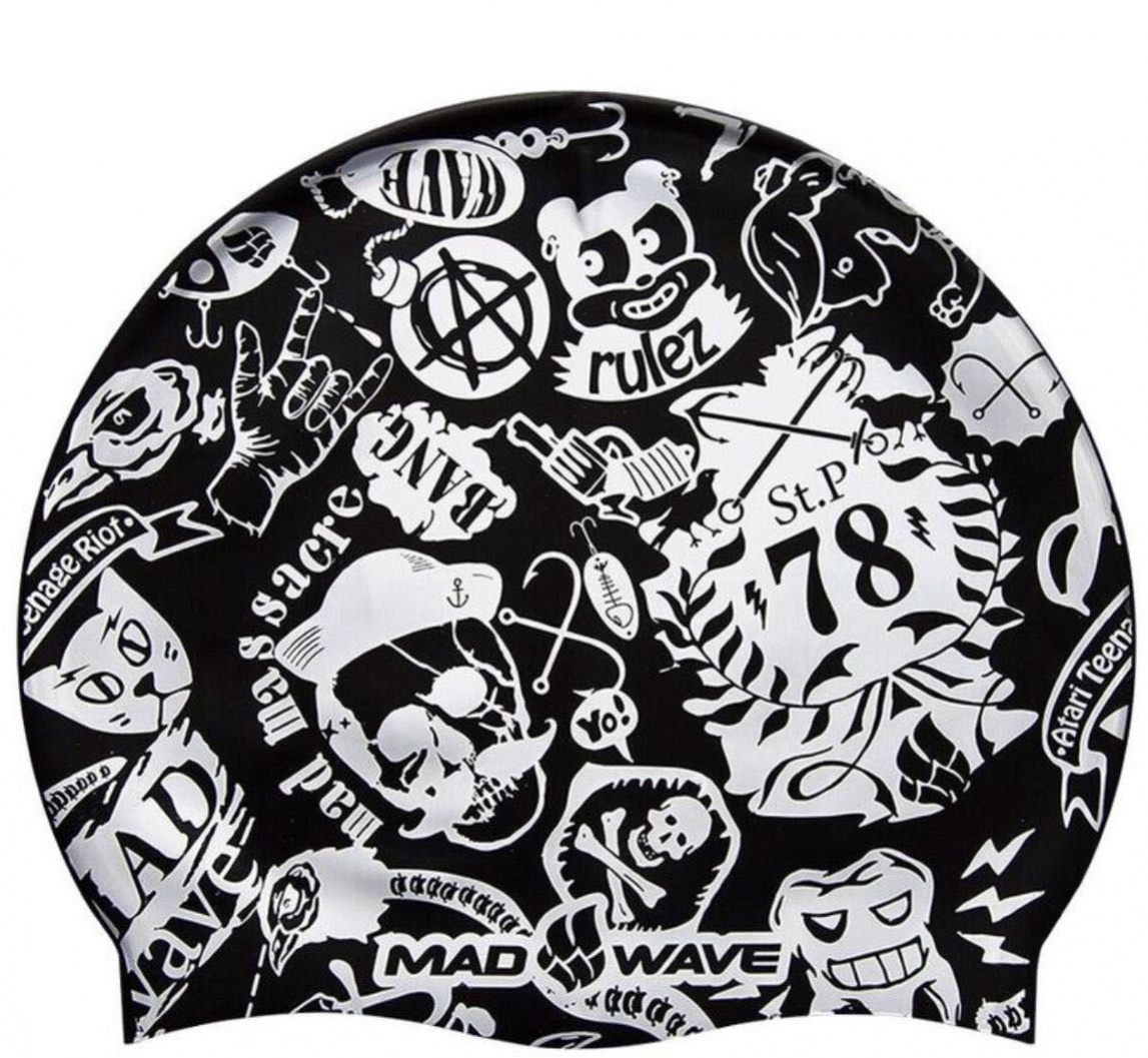 Dětská plavecká čepička mad wave silicone printed swim cap 78