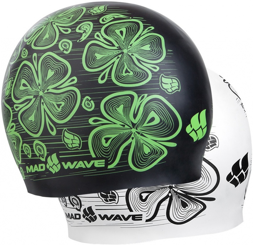 Plavecká čepice mad wave reverse flora swim cap bílo/zelená