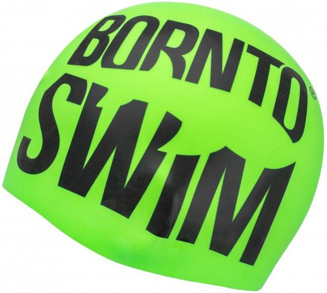 Borntoswim seamless reflective swimming cap černá/zelená