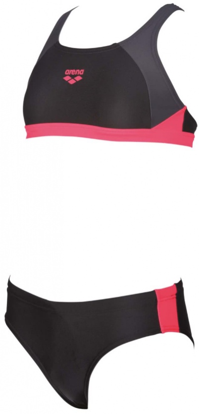 Dívčí plavky arena g ren two pieces junior black/deep grey/fluo red