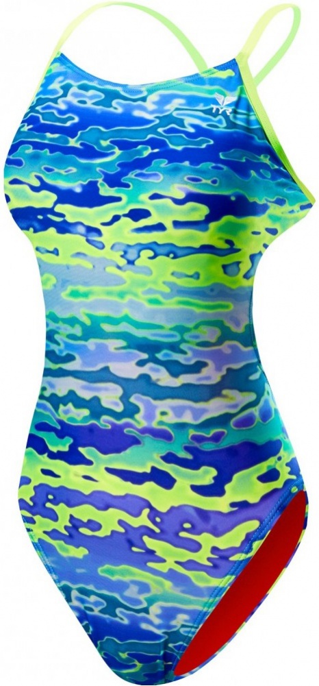 Dámské plavky tyr serenity cutoutfit blue/green 28