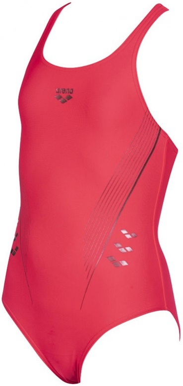 Dívčí plavky arena chameleon v back one piece junior fluo red/shark