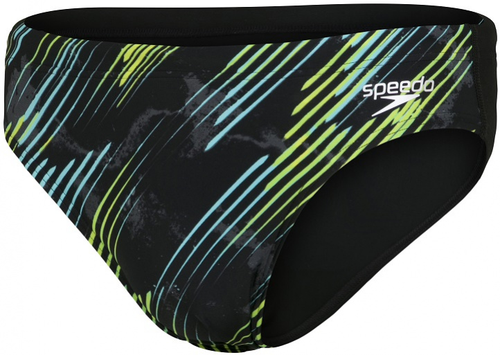 Speedo allover 7cm brief black/light adriatic/acid/usa charcoal 34