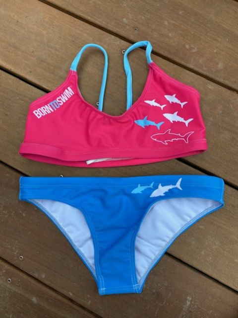 Dámské plavky BornToSwim Sharks Bikini Blue/Pink M + prodejny Praha, Brno, Plzeň a Ostrava výměna a vrácení do 30 dnů s poštovným zdarma