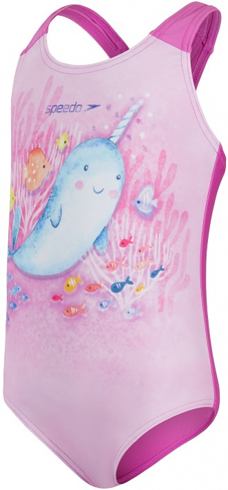 Speedo digital placement swimsuit infant girl pink splash/spearmint 6