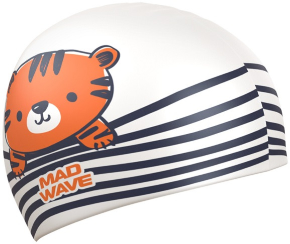 Plavecká čepice Mad Wave Tiger Swim Cap Bílá + prodejny Praha, Brno, Plzeň a Ostrava výměna a vrácení do 30 dnů s poštovným zdarma